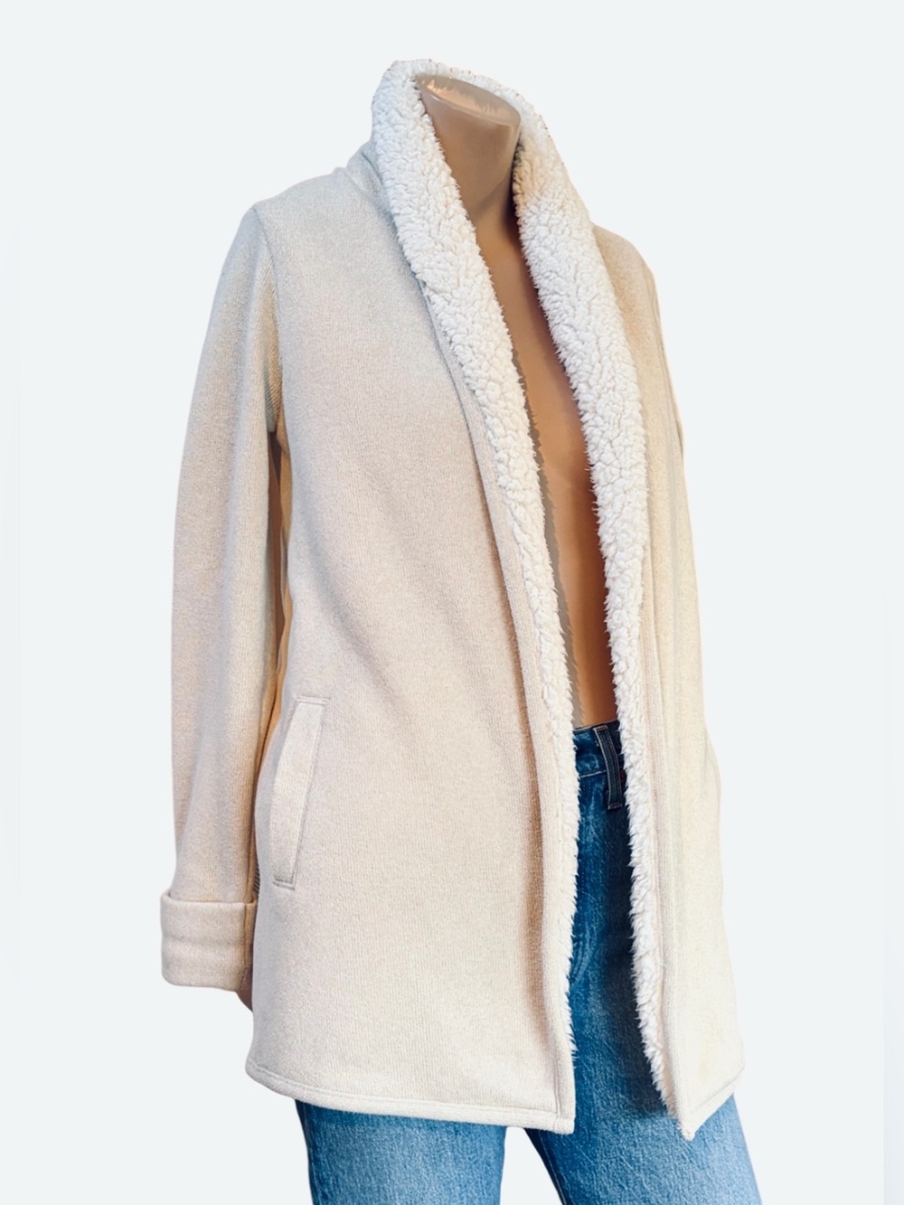 Abercrombie & Fitch Sherpa Lined Open Front Cardigan Coatigan XS/S